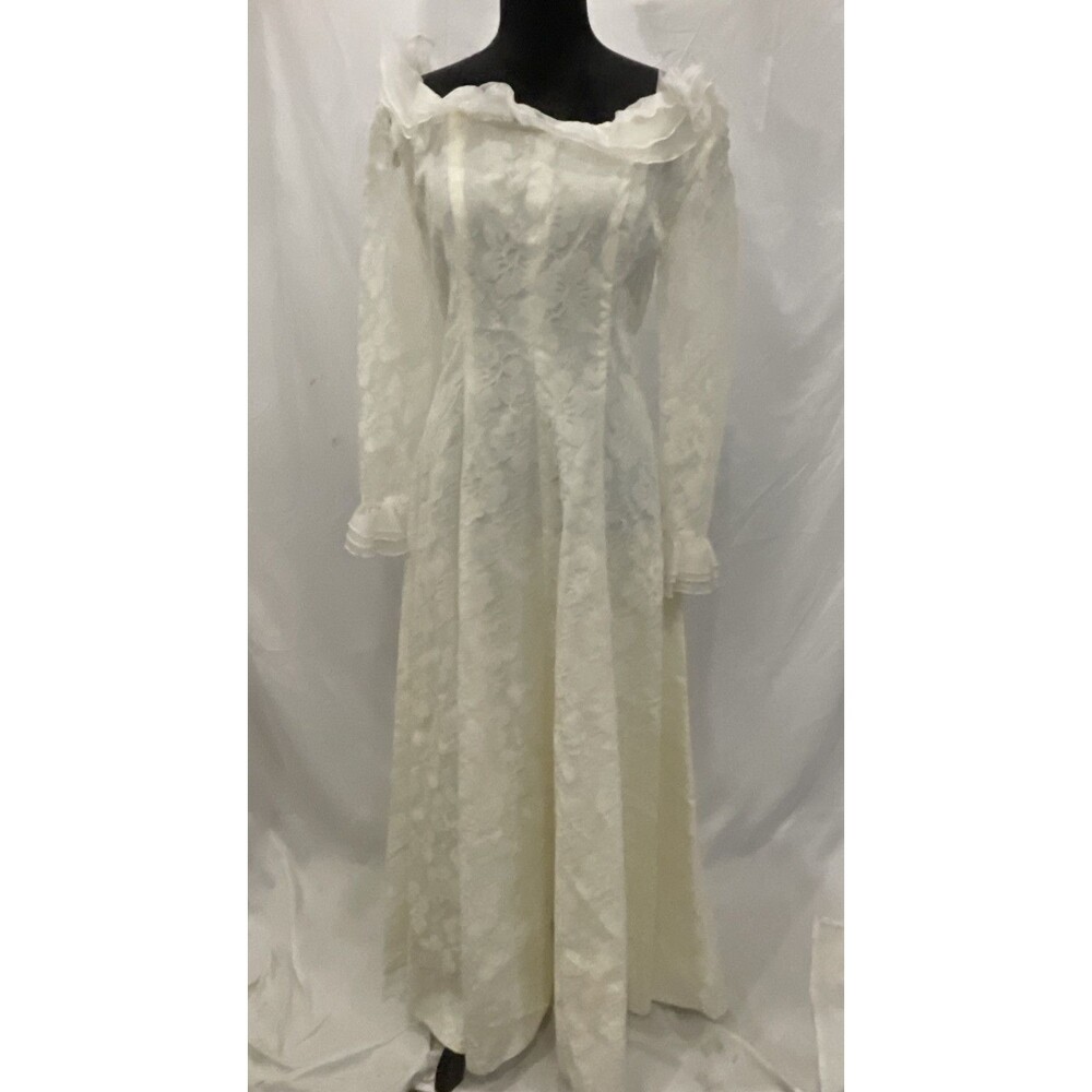 Vintage 70s/80s Gune Sax Style dress Prairie Cottagecore Wedding White lace
